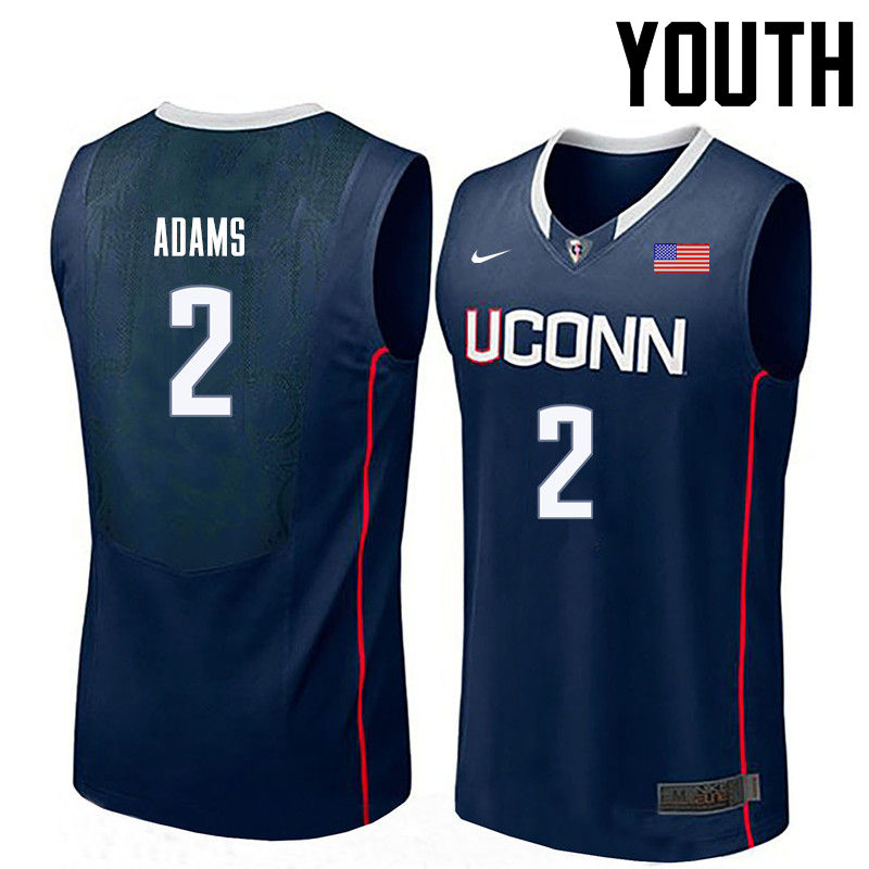 Youth Uconn Huskies #2 Jalen Adams College Basketball Jerseys-Navy - Click Image to Close